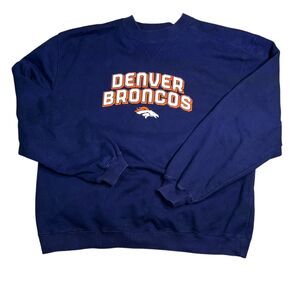 Denver Broncos Reebok Crewneck Sweatshirt Size XL Blue Heavyweight Pullover